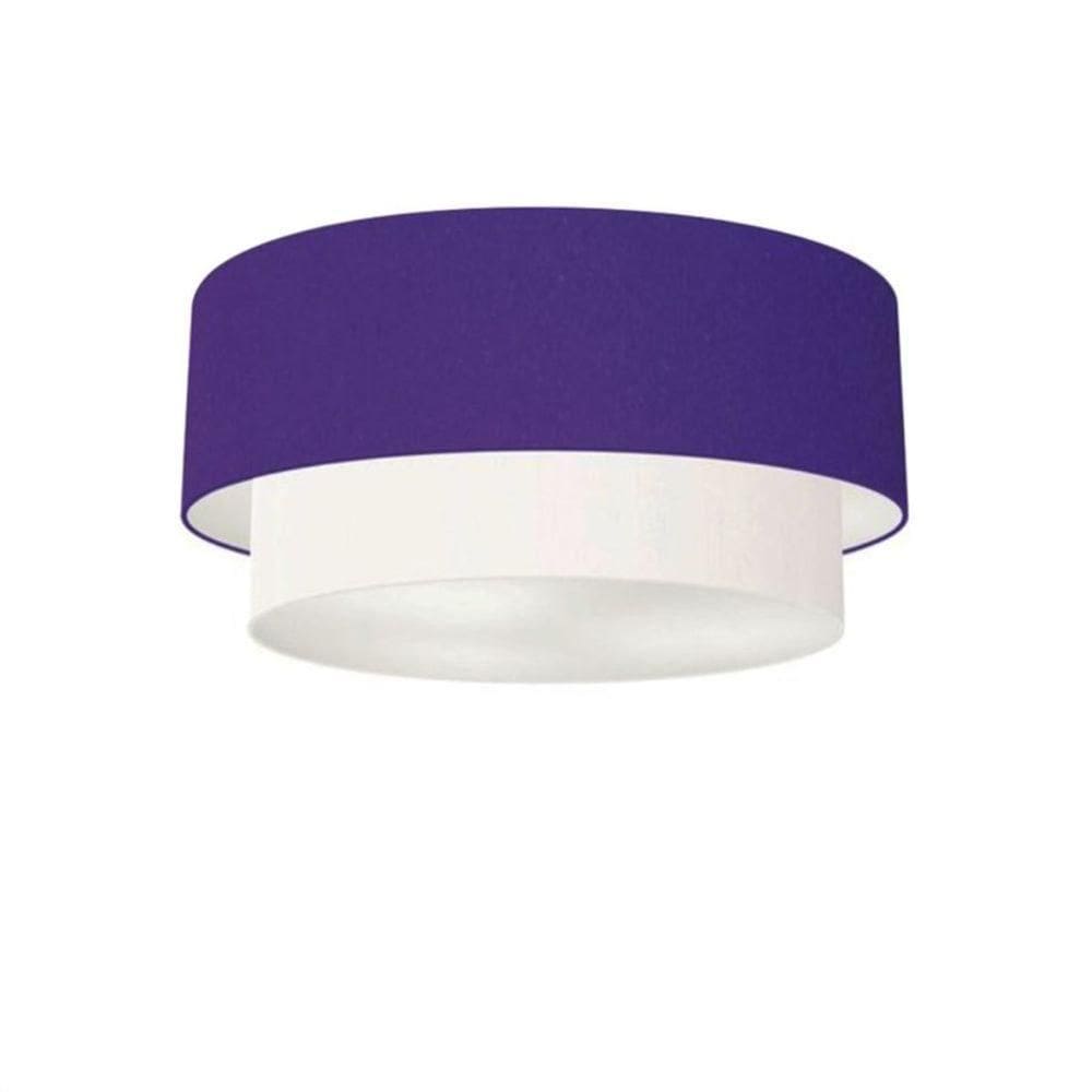 Plafon Duplo Cilíndrico Vivare Md-3062 Cúpula Tecido 45x40cm - Bivolt Roxo-branco 127/220v