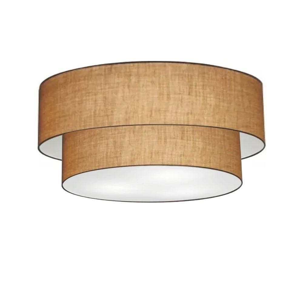 Plafon Duplo Cilíndrico Vivare Md-3063 Cúpula Em Tecido 55x50cm - Bivolt Palha 127/220v