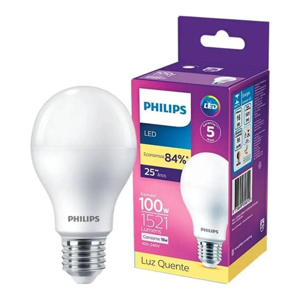 Lâmpada Led Bulbo 16W = 100W 1521Lm Bivolt Philips