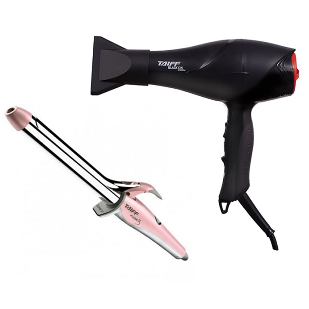Taiff Secador Black Ion 2000W 110V e Modelador Fox 3 Rose 1 25mm Bivolt
