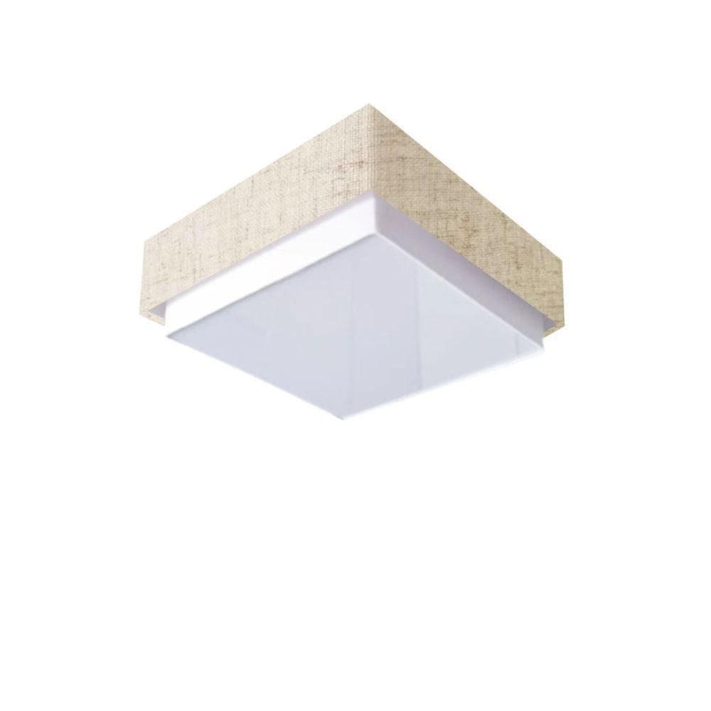 Plafon Quadrado Vivare Md-3089 Cúpula Em Tecido 40x40cm - Bivolt Rustico-bege 127/220v