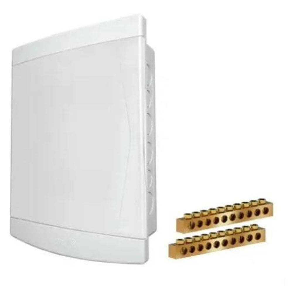 Kit Quadro De Distribuição 18/24 + Barramentos Embutir Tigre