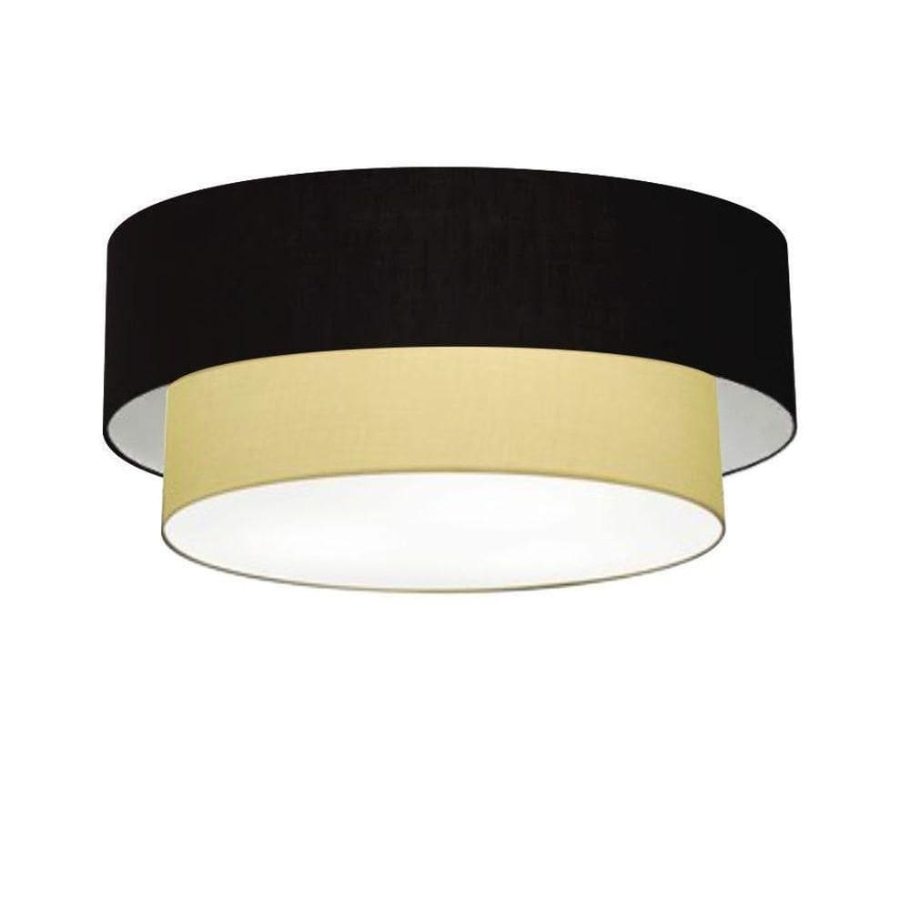 Plafon Duplo Cilíndrico Vivare Md-3064 Cúpula Em Tecido 70x60cm - Bivolt Preto-bege 127/220v