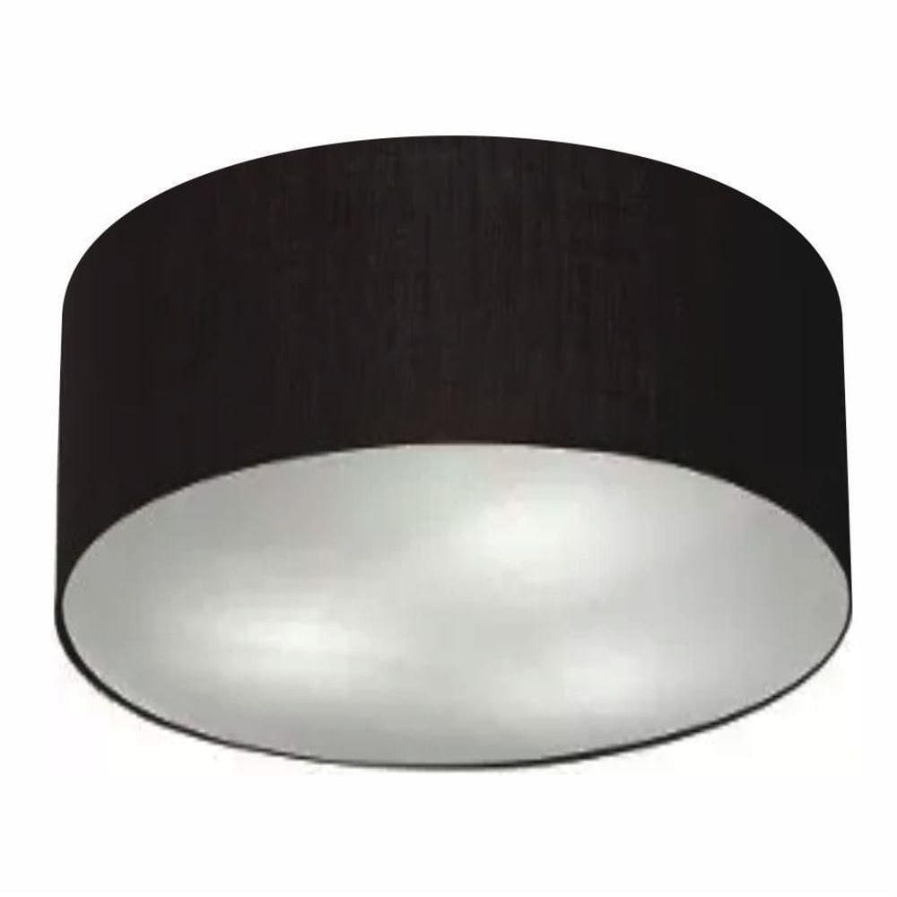 Plafon Cilíndrico Vivare Md-3058 Cúpula Em Tecido 55x25cm - Bivolt Preto 127/220v