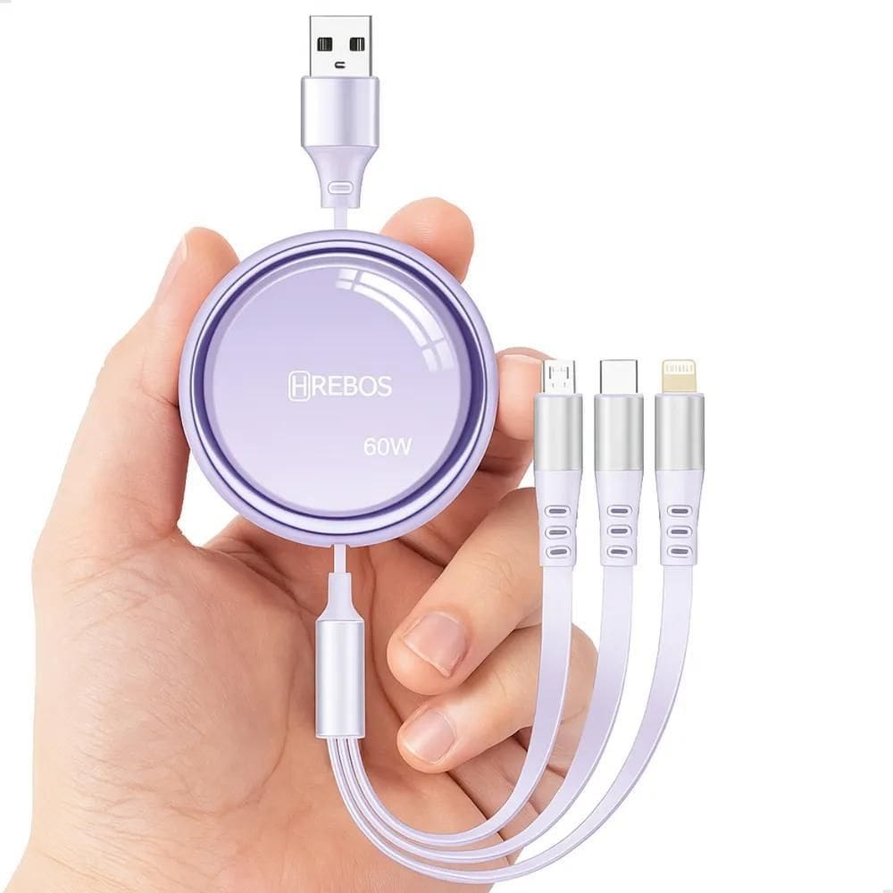 Cabo Carregador Multi Usb 3 Em 1 Ultra Rápido Universal