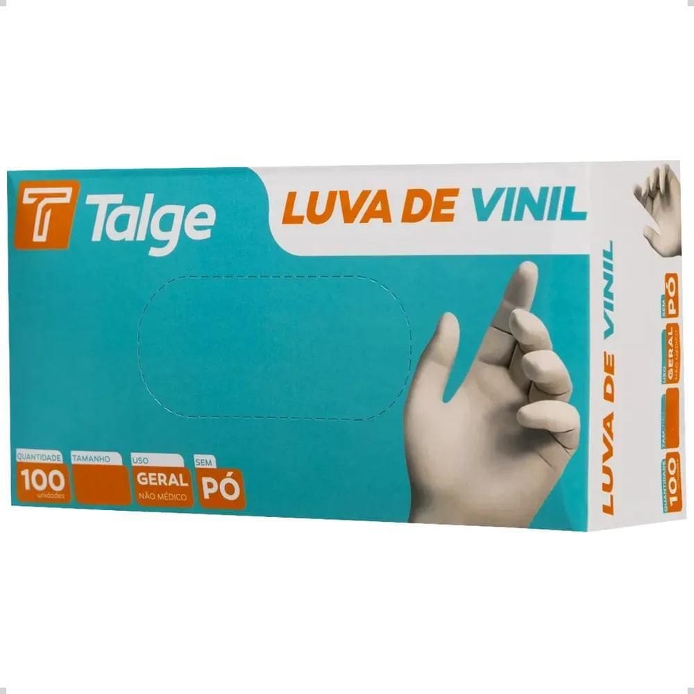 5X Luvas Descartáveis Talge Cor Transparente Tamanho M De Vi