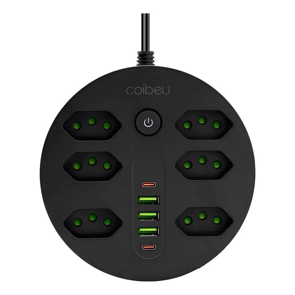 Extensão 2Type-C 3Usb 6 Tomadas Bivolt Coibeu