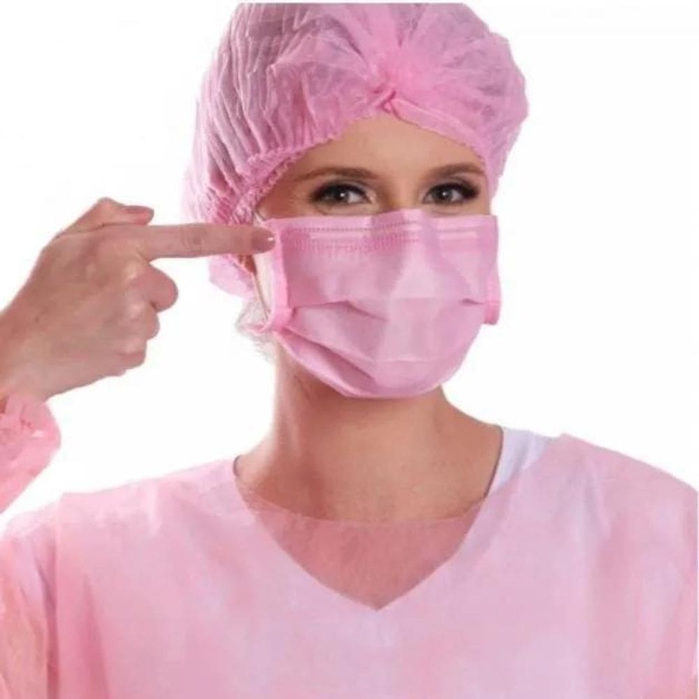 Touca Sanfonada Descartável Protdesc Lilas Preto Rosa C/100