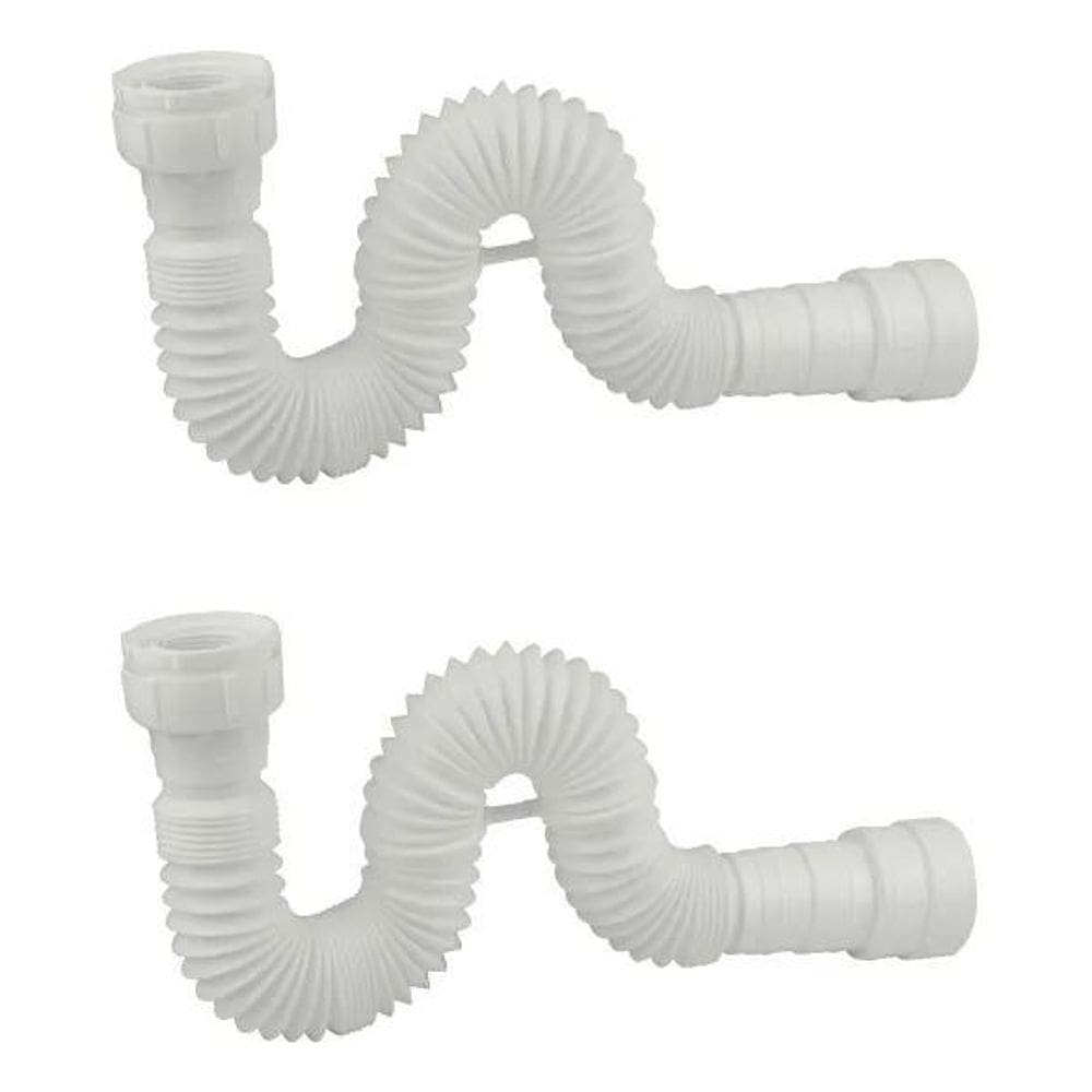 Kit 2 Sifão Sanfonado Ajustável Banheiro Pia Tanque Branco