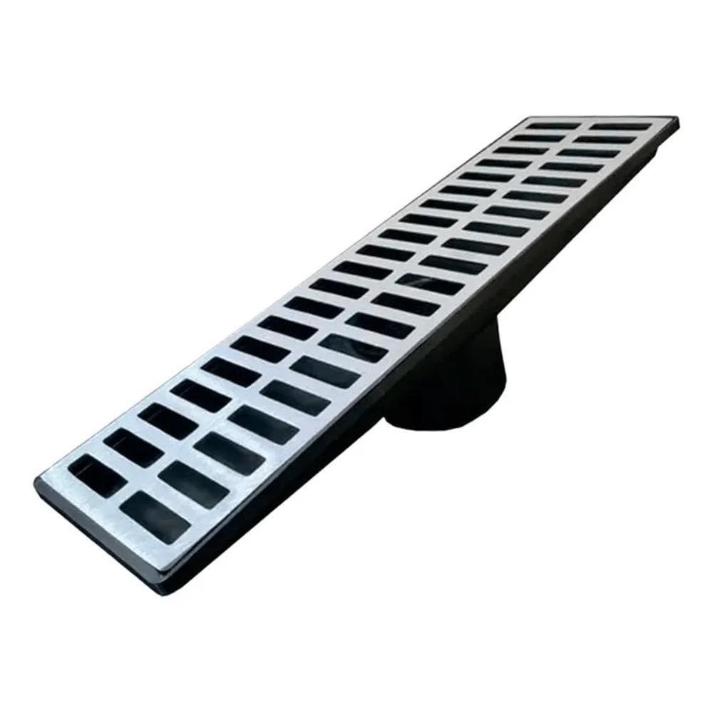 Ralo Linear 15X50Cm Grelha Aluminio + Coletor Agua Pluvial