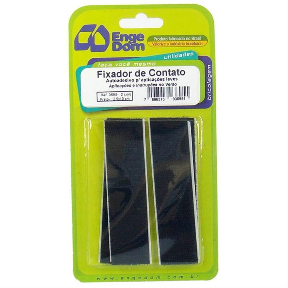 Fixador de Contato Preto 25mm x 10cm - 3695 - ENGEDOM