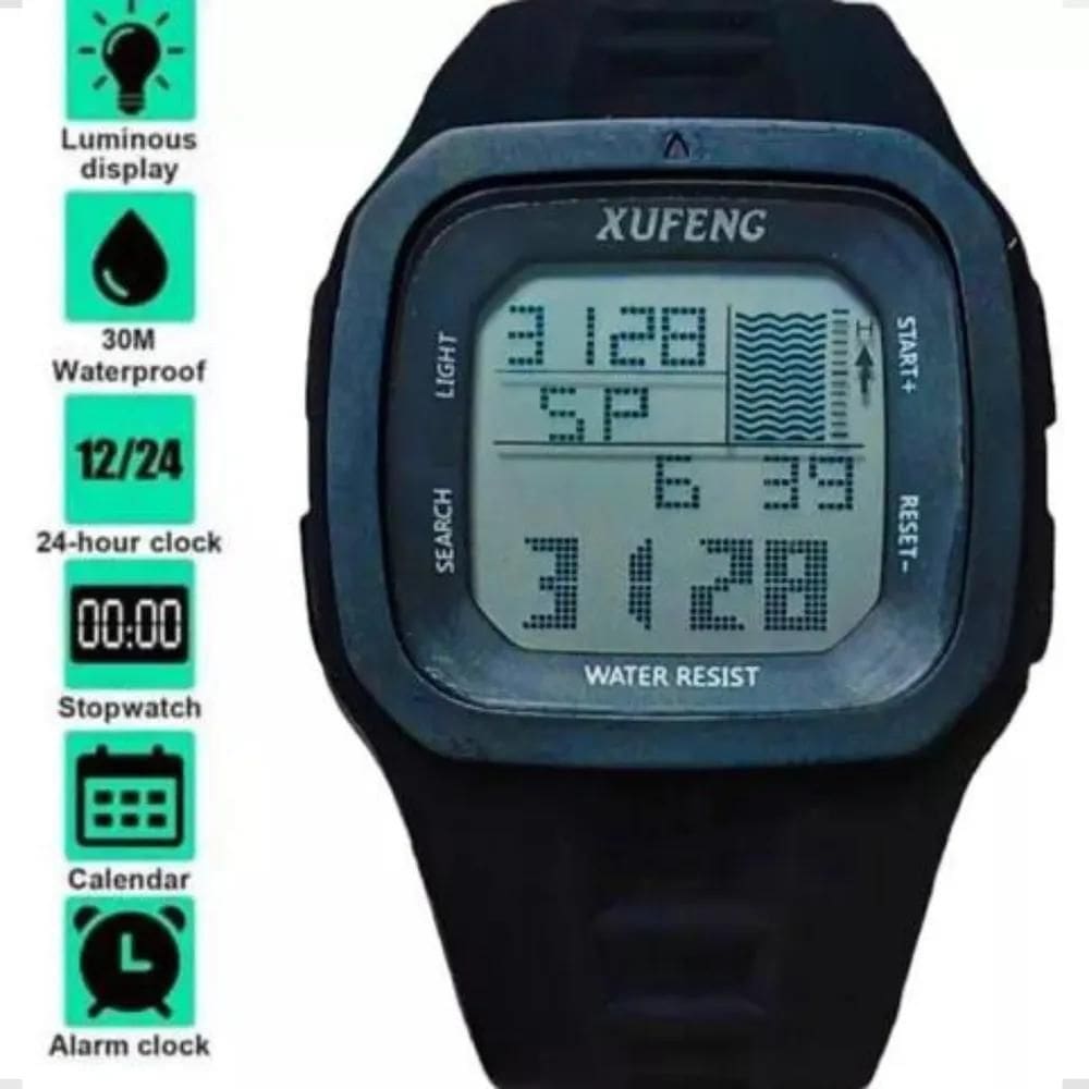 Relógio Preto Digital De Pulso Prova Dágua Esportivo Surf Su