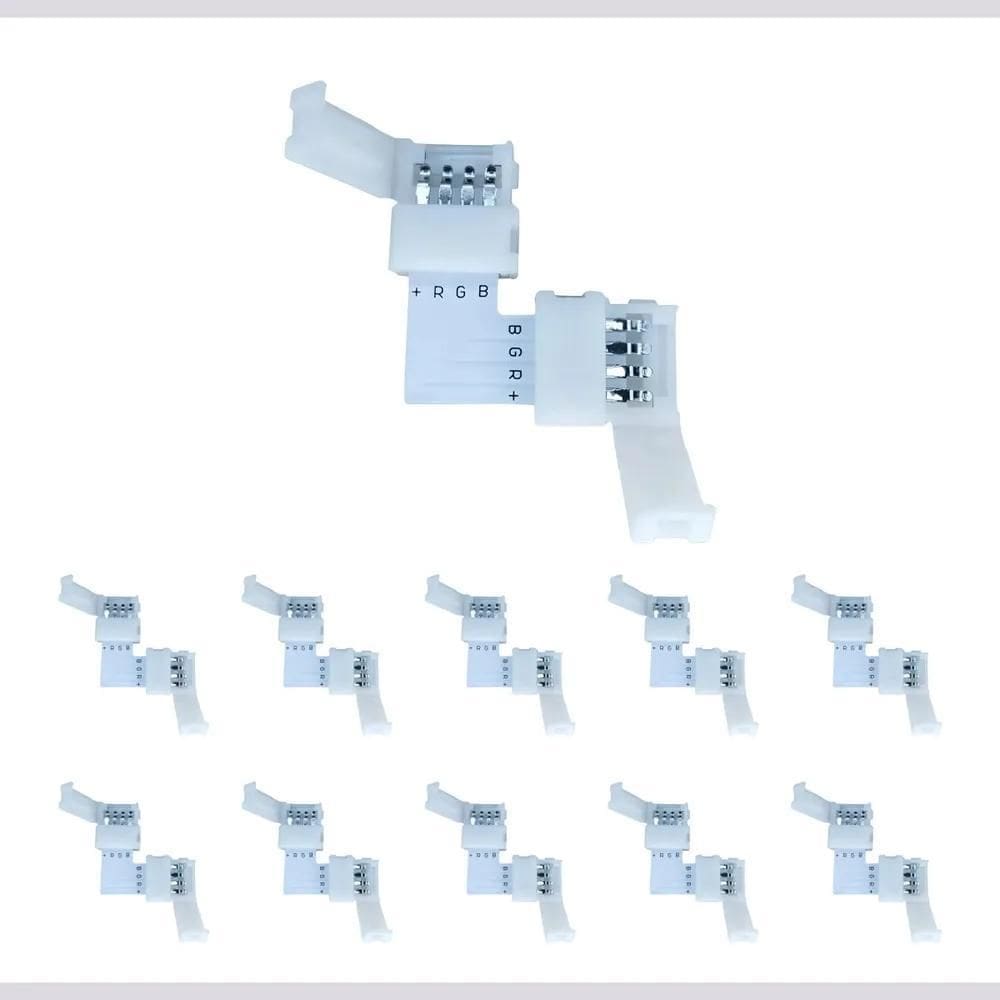 Kit 10 Conector L Emenda Rapida 10Mm 4 Vias P Fita Led Rgb T