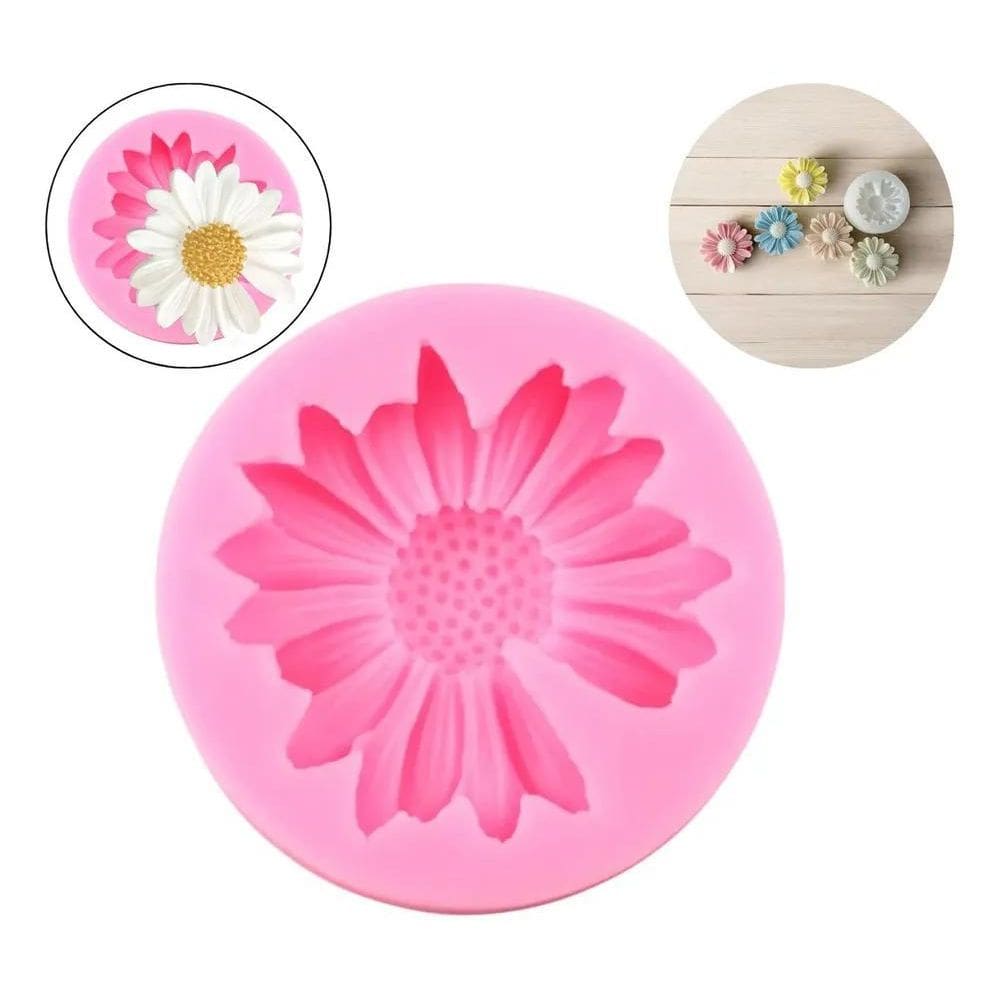 Molde Silicone Flor Margarida Sabonete Resina Biscuit Vela C