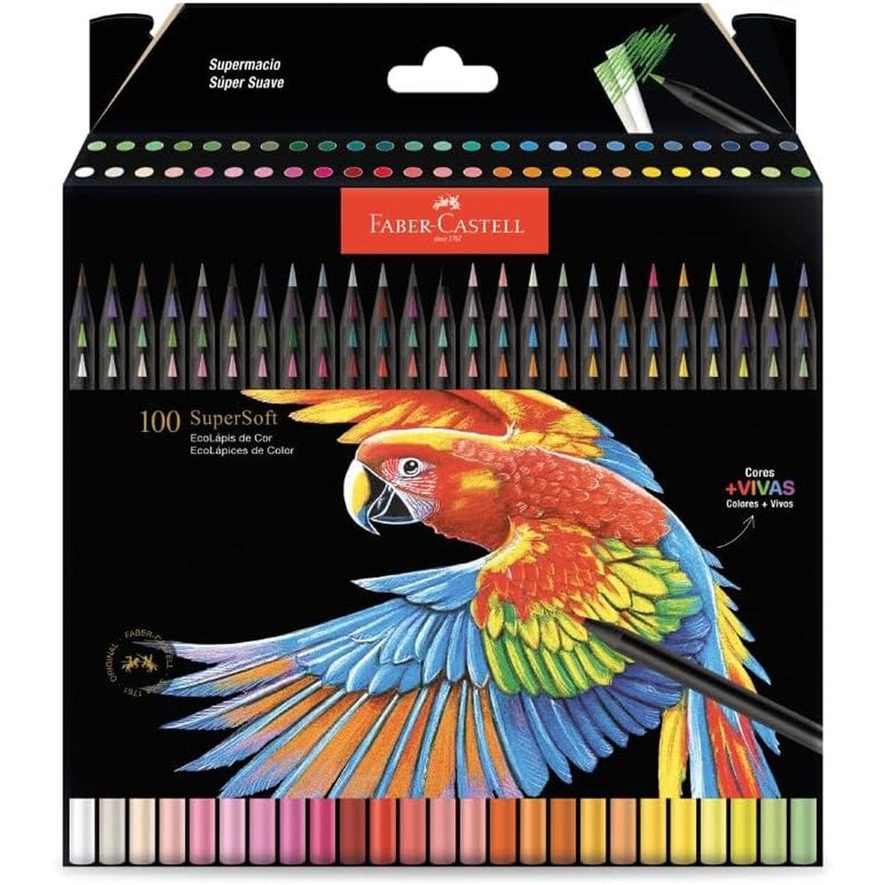 Lapis De Cor Supersoft 100 Cores Faber Castell Novo Estojo