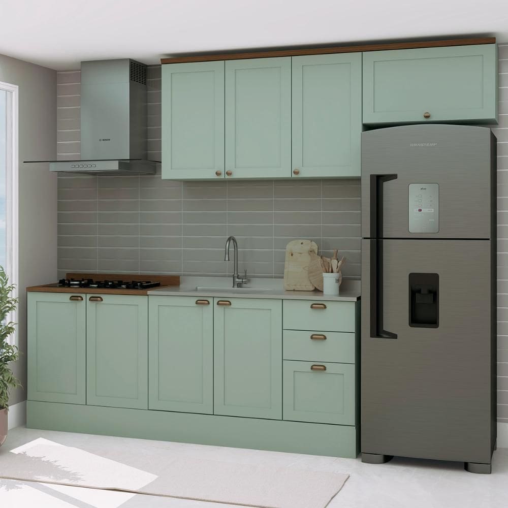 Armário De Cozinha Genialflex Iluminata 4 Peças Verde Mint
