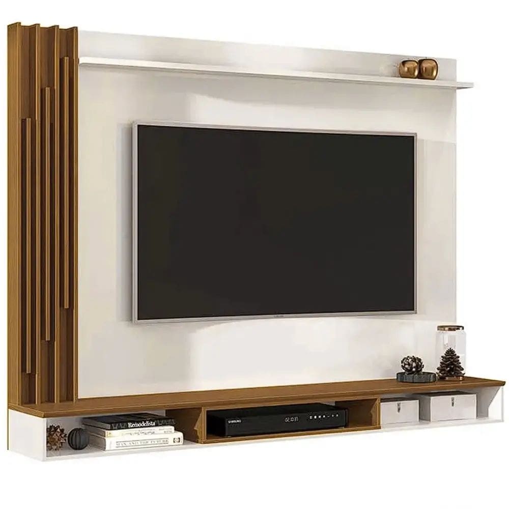 Painel Aston para TV até 55 Polegadas EDN Cor Off White Nogueira