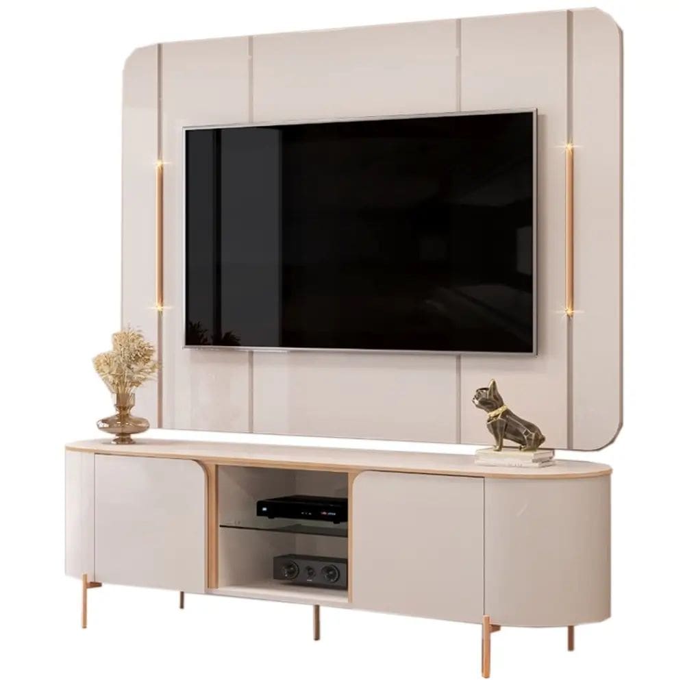 Rack com Painel Adele para TV até 65 Polegadas 2 Portas com LED DJ Cor Off White
