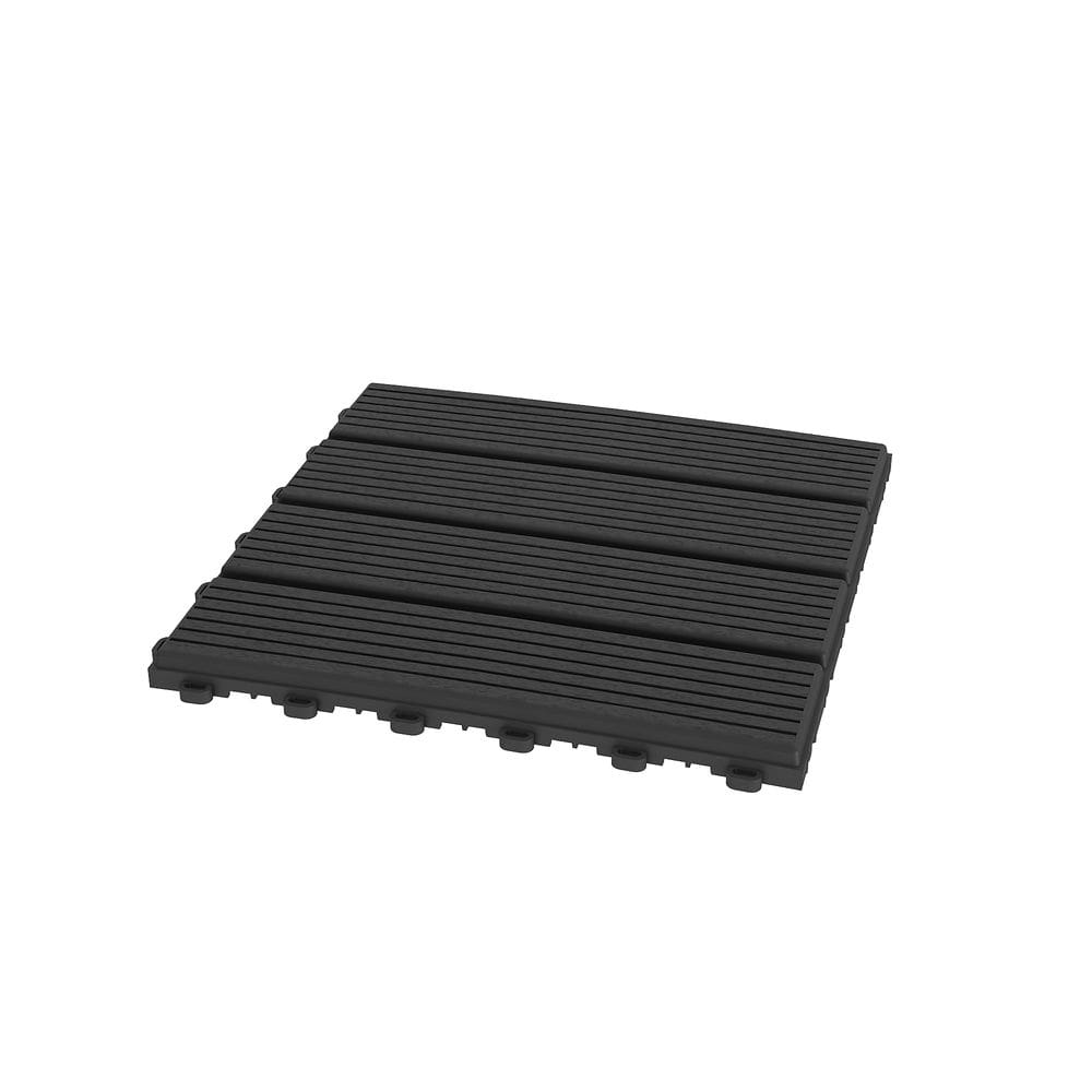 Piso Deck Modular Moldeck Preto 30 x 30 cm