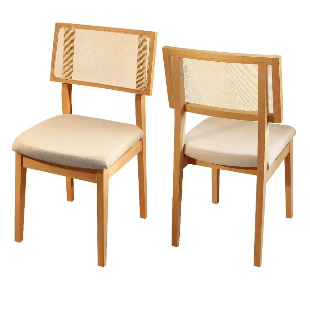Kit 2 Cadeiras Berlim Valverde Madeira Tecido Linho Cor Bege