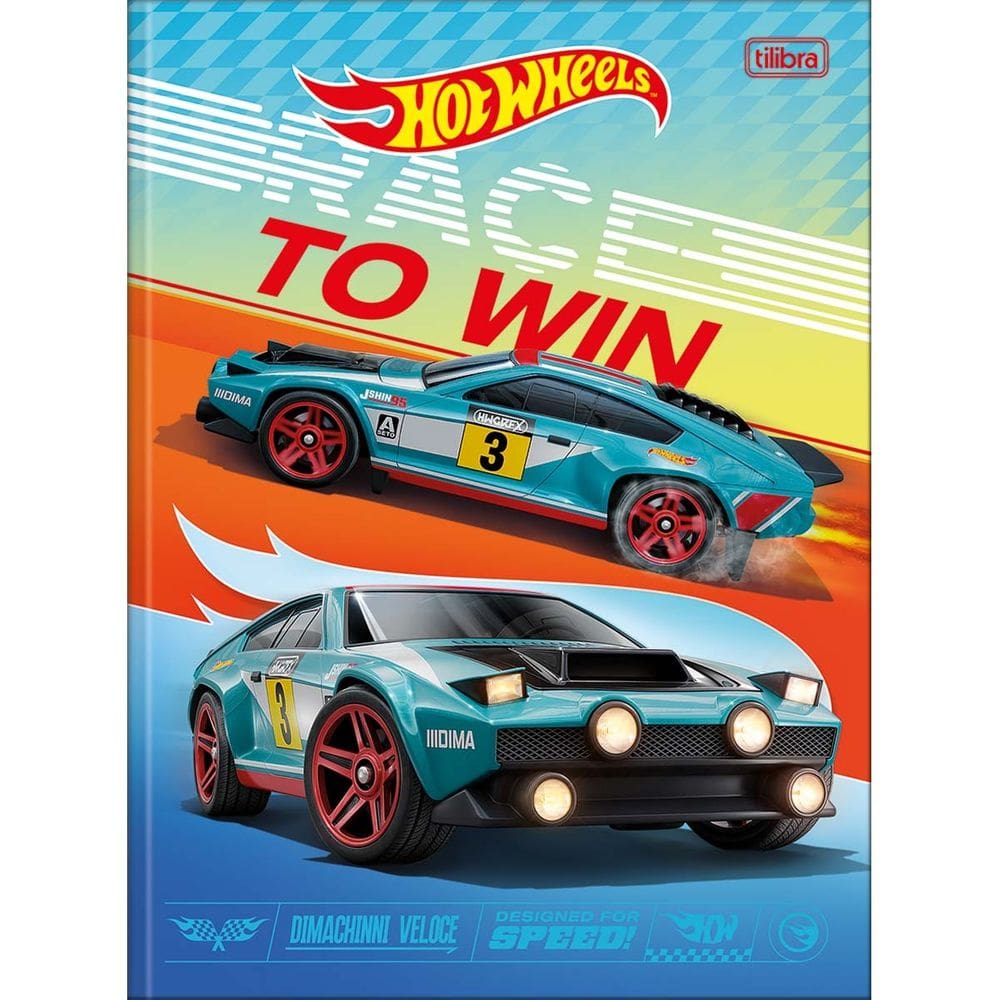 Caderno Brochura Costurado Universitário Grande Hot Wheels 80 Folhas - Tilibra