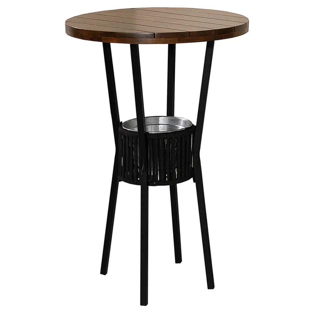 Mesa Bistro Bar Redonda com Cooler Paonanda Cor Preto