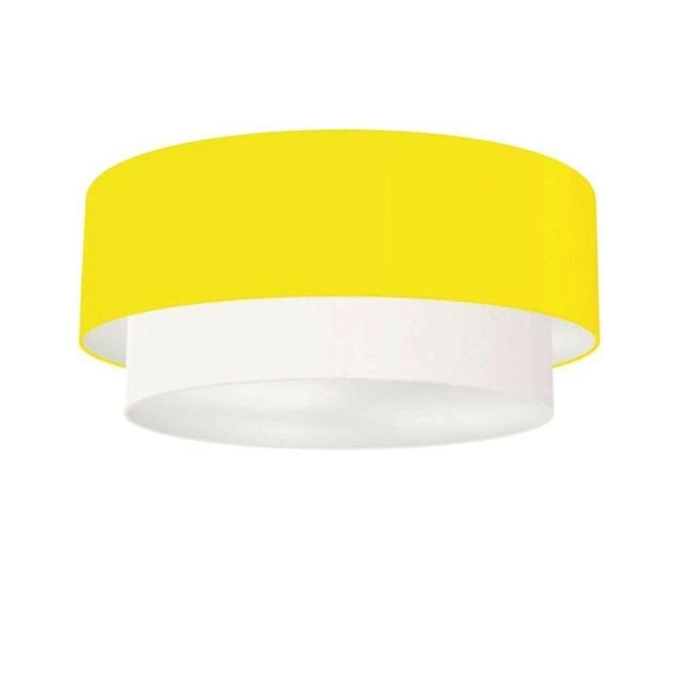 Plafon Para Quarto Cilíndrico Sq-3065 Cúpula Cor Amarelo Branco