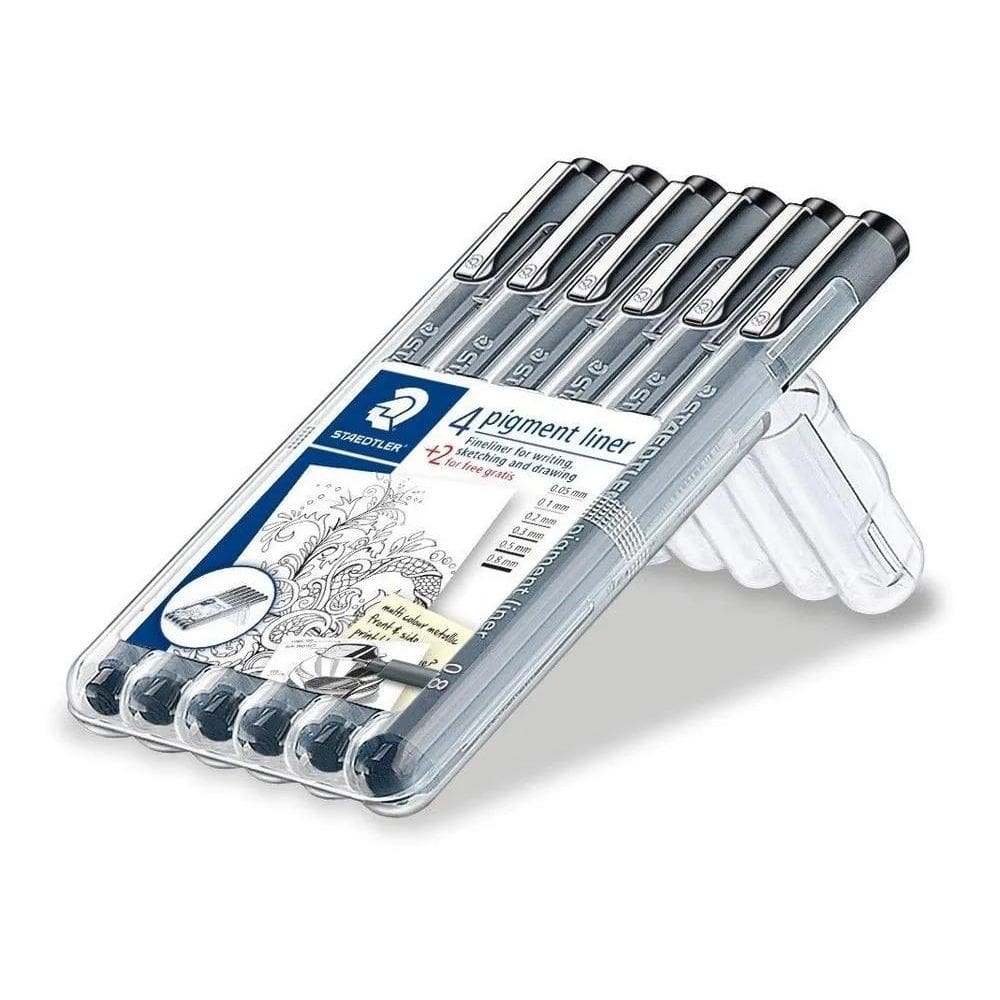 Caneta Nankin Staedtler 6X Pigment Liner Com Estojo Especial