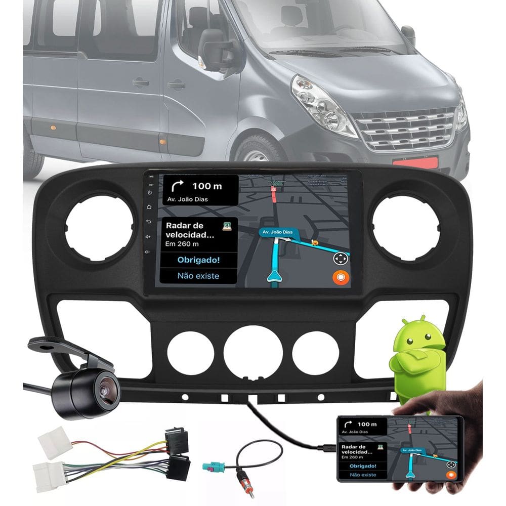 Multimídia 10” Polegadas Renault Master 2010 em diante Android Bluetooth + Câmera de Ré Moldura Chicote de Ligação Adaptador de Antena