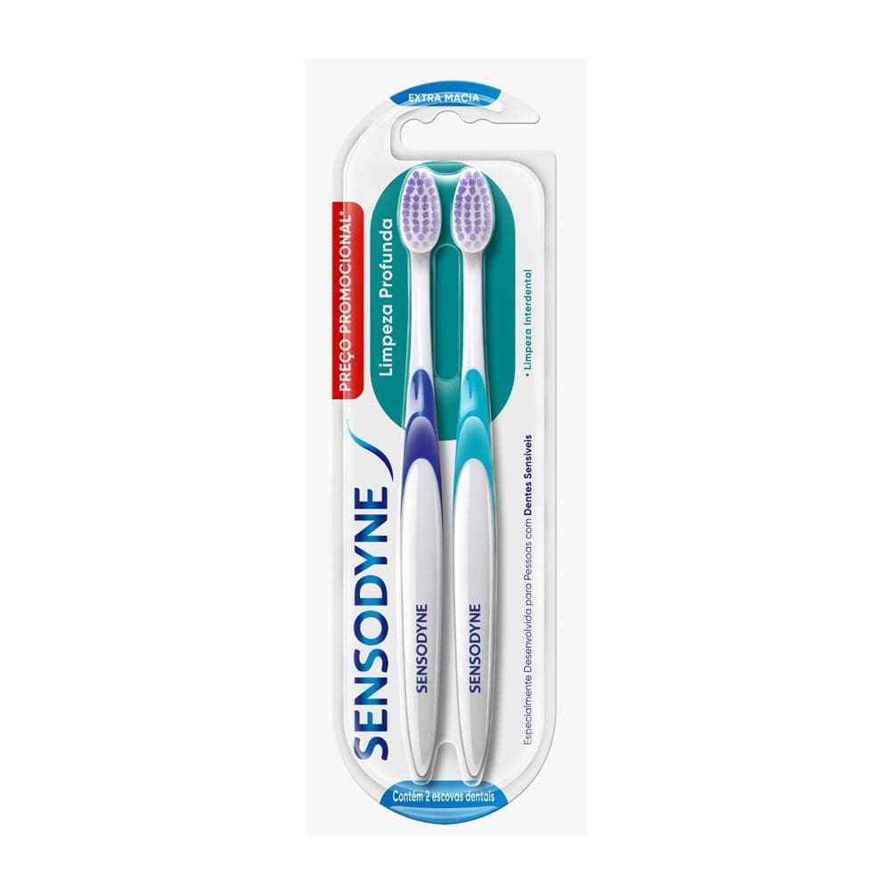 Escova Dental Sensodyne Limpeza Profunda Extra Macia Cores 2 Unidades