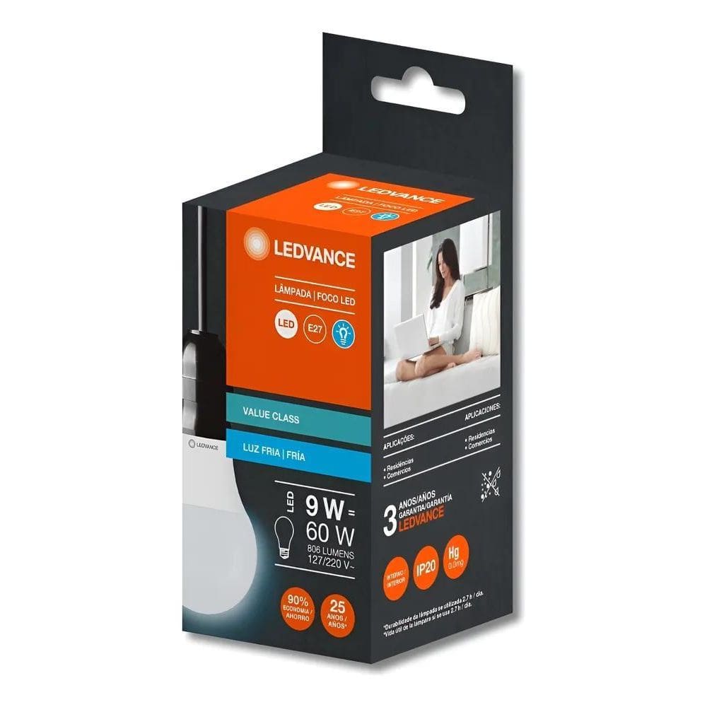 Kit 5 Lampadas Led Bulbo E27 9W 3000K / 4000K / 6500K Osram