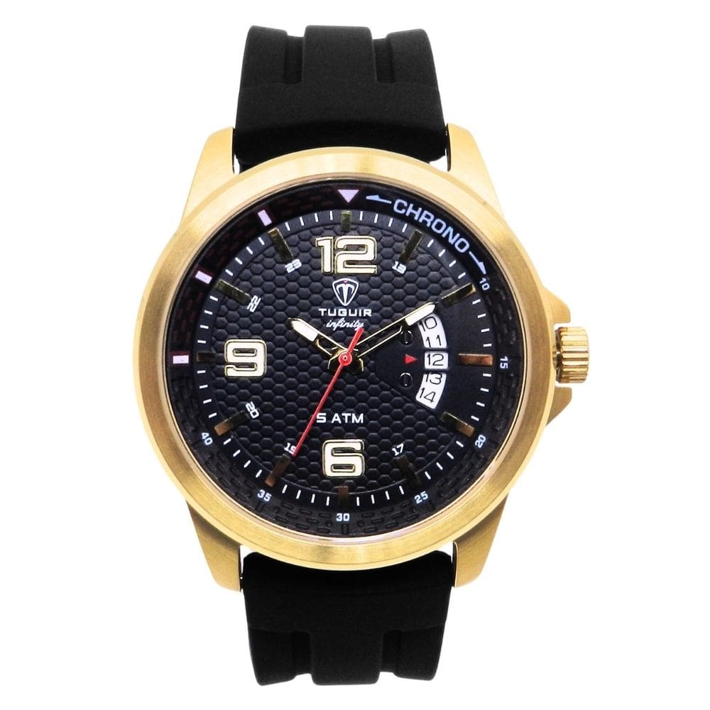 Relógio Masculino de Aço Tuguir Analógico Infinity 9169F Dourado e Preto