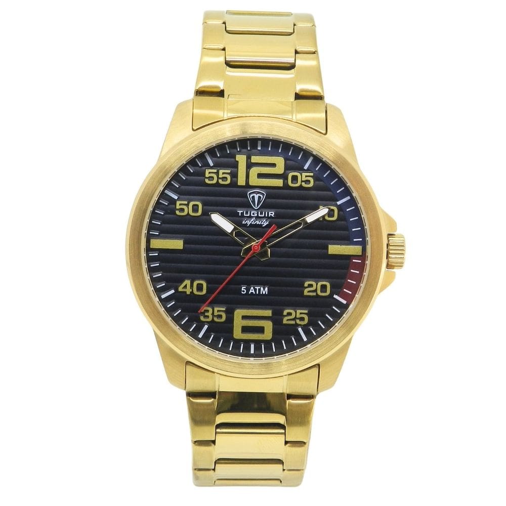 Relógio Masculino de Aço Tuguir Analógico Infinity 9169A Dourado e Preto