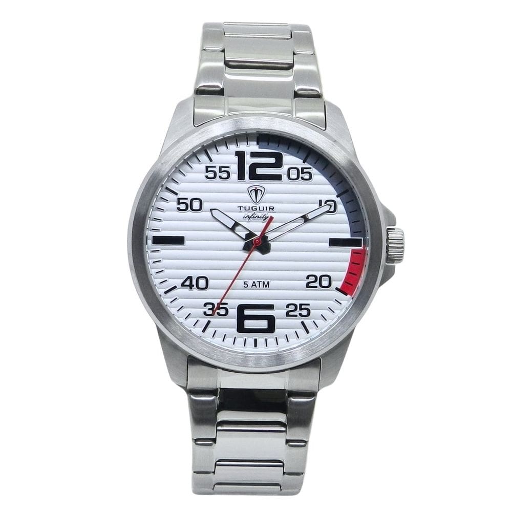 Relógio Masculino de Aço Tuguir Analógico Infinity 9169A Prata e Branco