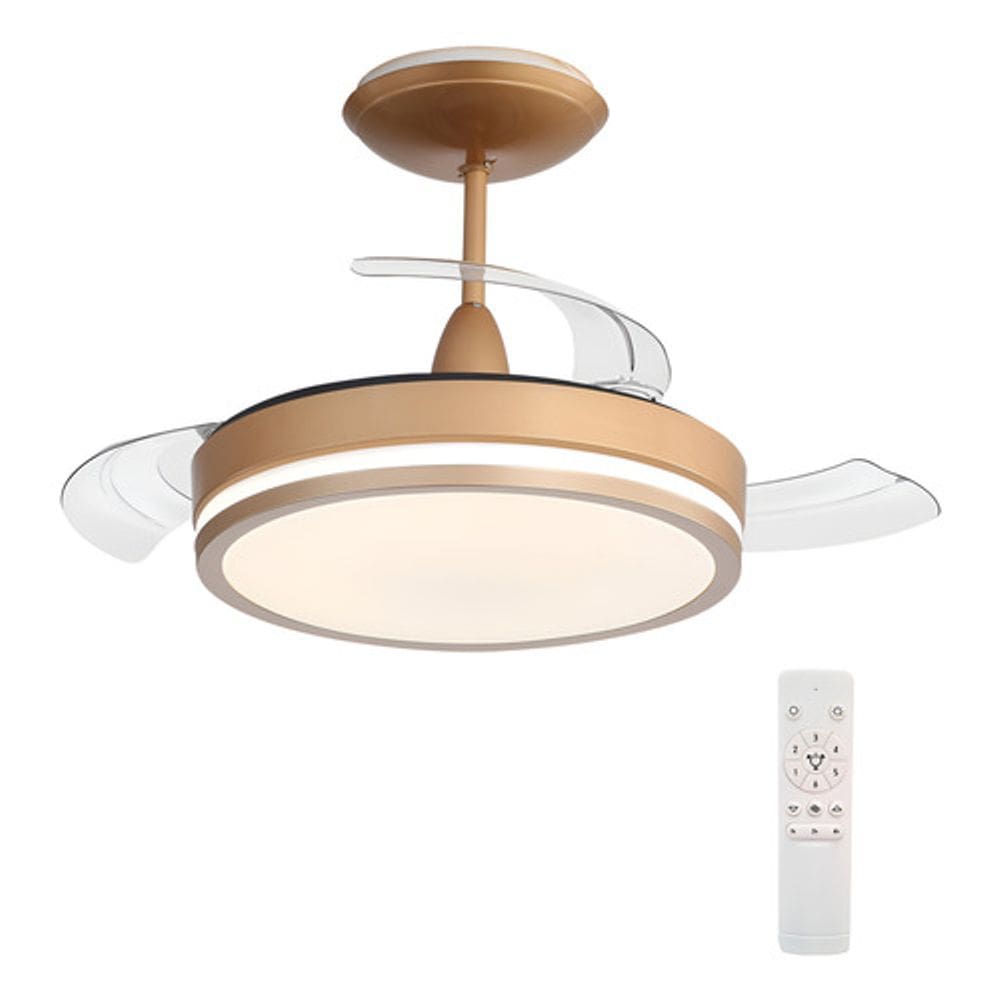 Ventilador Dourado Bivolt 30w Inspire Retratil 3 Pas