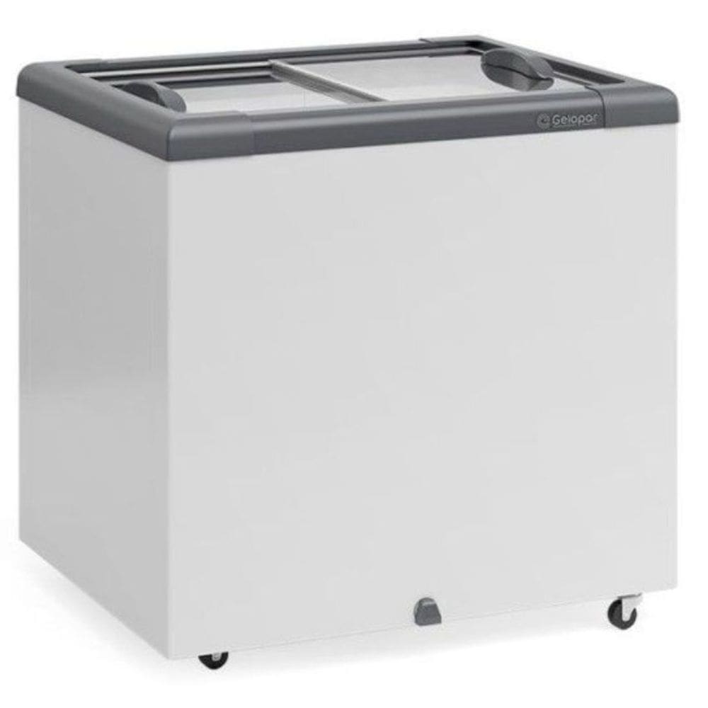 Freezer Plano Vidro Reto Deslizante com LED GHD200L Cinza Gelopar 110V