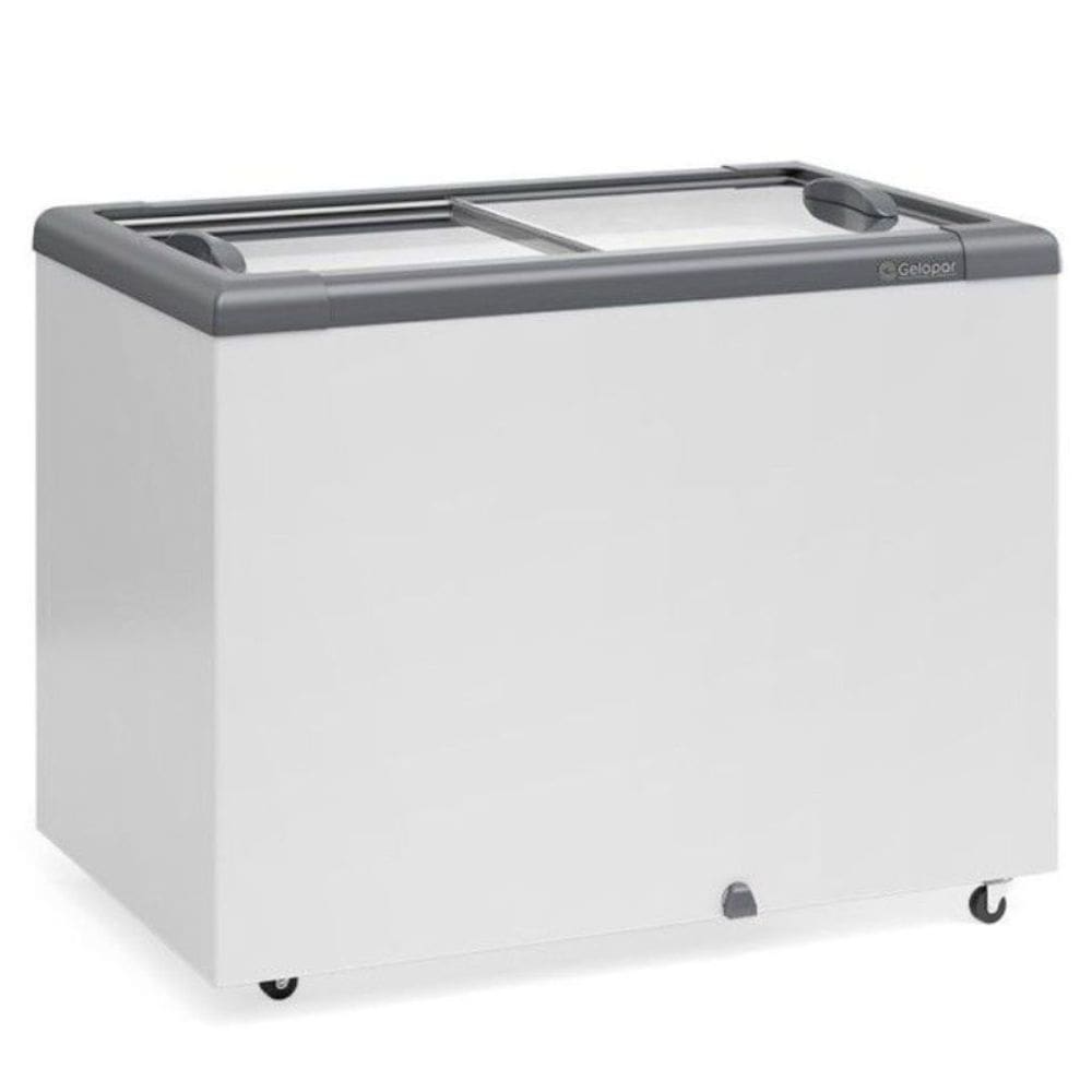 Freezer Plano Vidro Reto Deslizante com LED GHD300L Cinza Gelopar 110V
