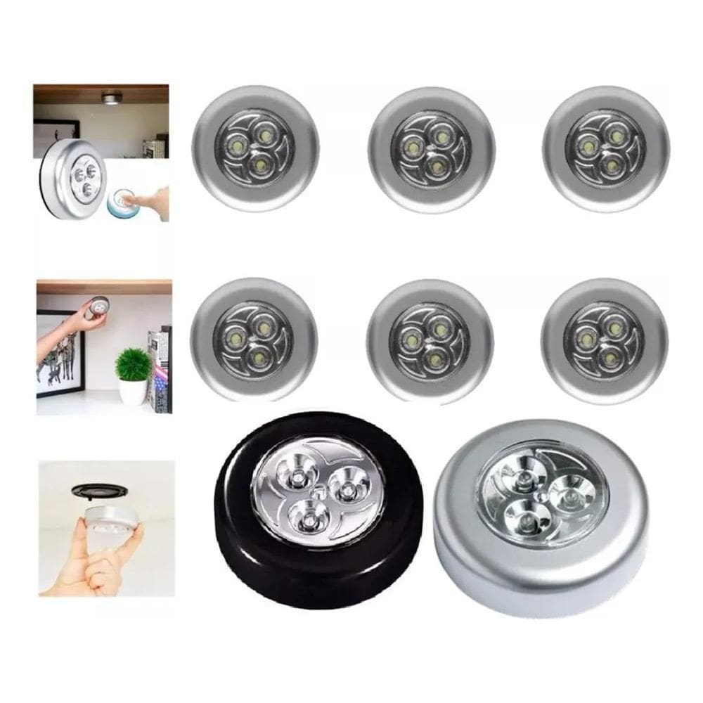 Kit 6 Luminaria 1 Toque Com 3 Leds Lanterna Com Fita Adesiva