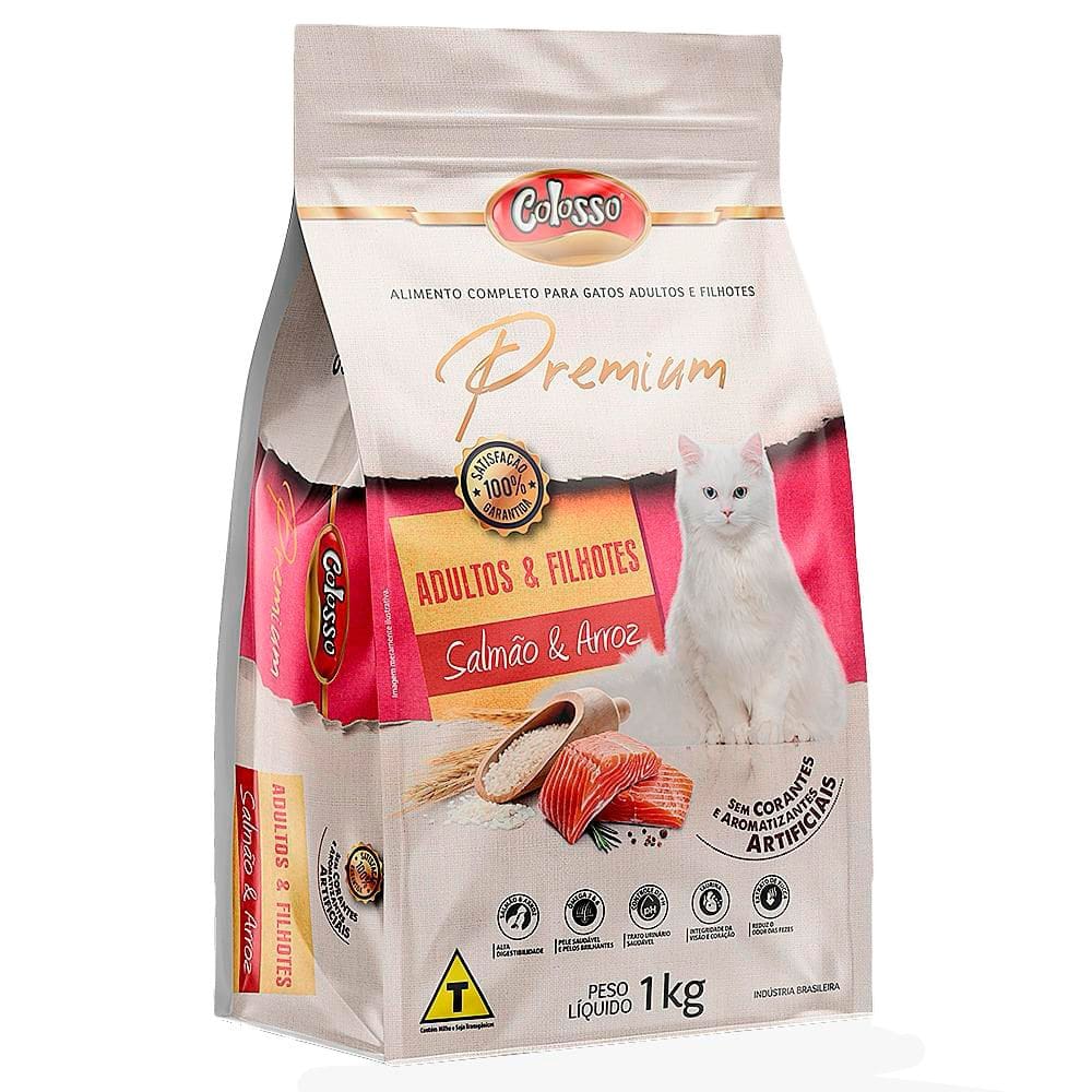 Ração para Gatos Colosso Premium Adultos e Filhotes Sabor Salmão e Arroz 1kg