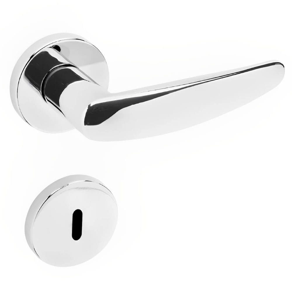 Conjunto de Fechadura 515P em Zamac Interna ST2-55 Roseta 327 de Inox Cromado Acetinado - 28304028-9 - LA Fonte