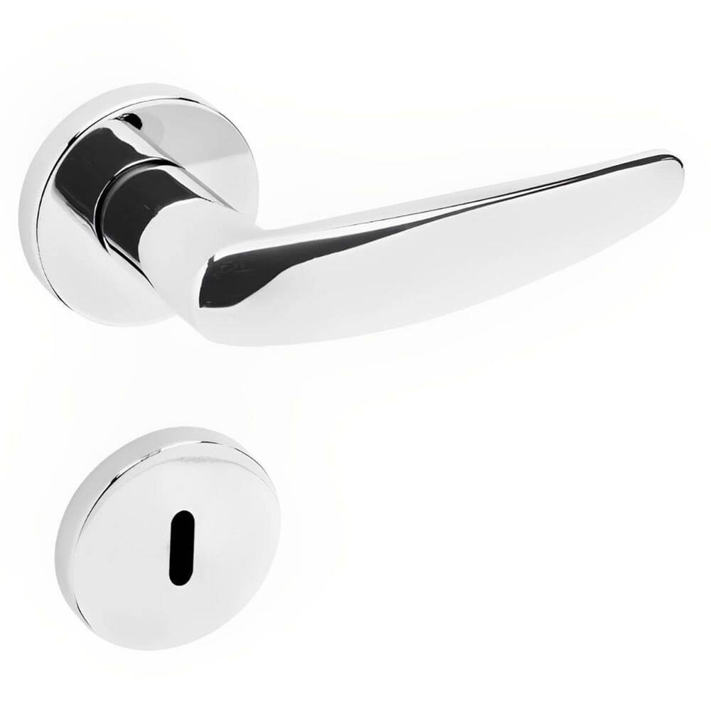 Conjunto de Fechadura 515P em Zamac Interna ST2-55 Roseta 327 de Inox Cromado - 28304008-5 - LA Fonte