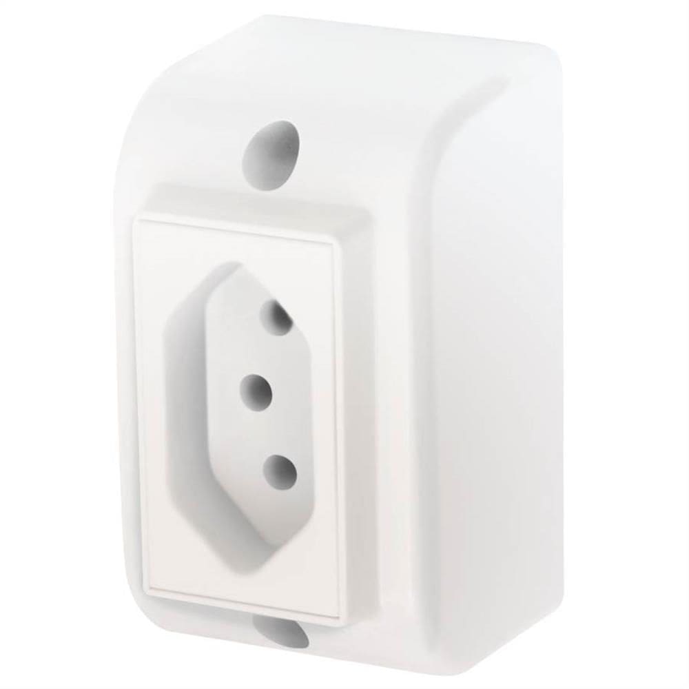Tomada 2P+T 10A 250 Volts Sobrepor - 2549 - FAME