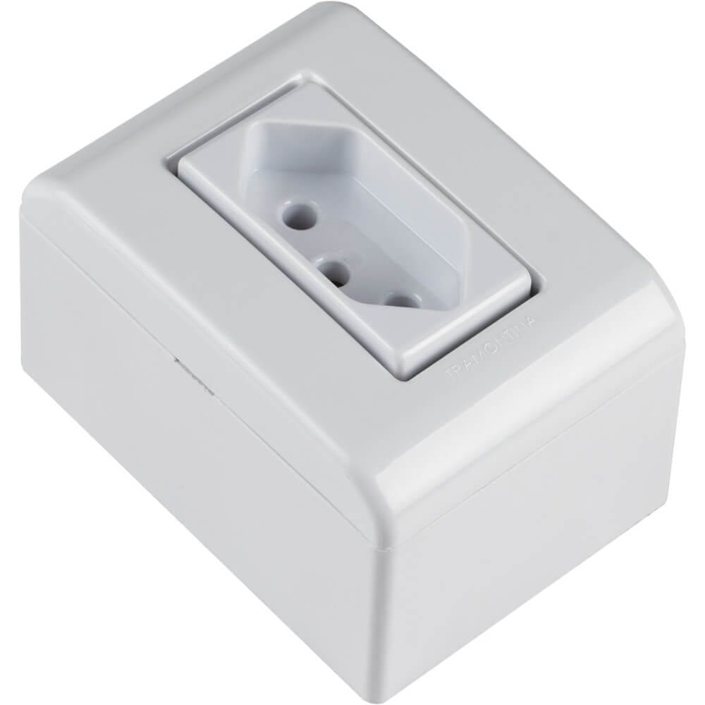 Caixa de Sobrepor com 1 Tomada 2P+T 20 Ampères 250 Volts LixFlex Branca - 57304003 - TRAMONTINA