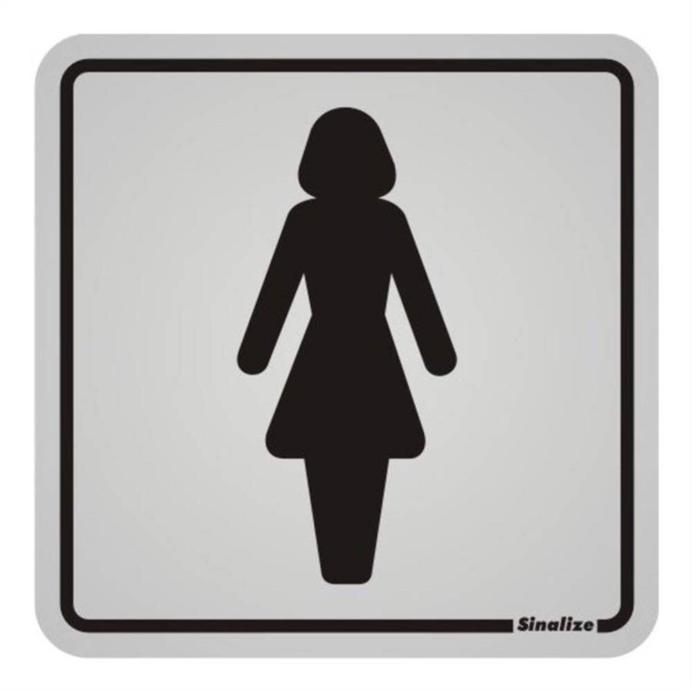 Placa de Alumínio Auto-Adesiva 12x12cm Sanitario Feminino - 900 AB - SINALIZE