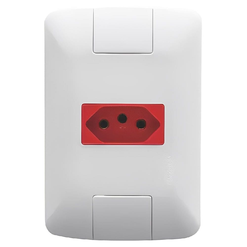 Conjunto 4x2 com 1 Tomada 2P+T 20 Amperes 250 Volts Branco e Vermelho Aria - 57241015 - TRAMONTINA