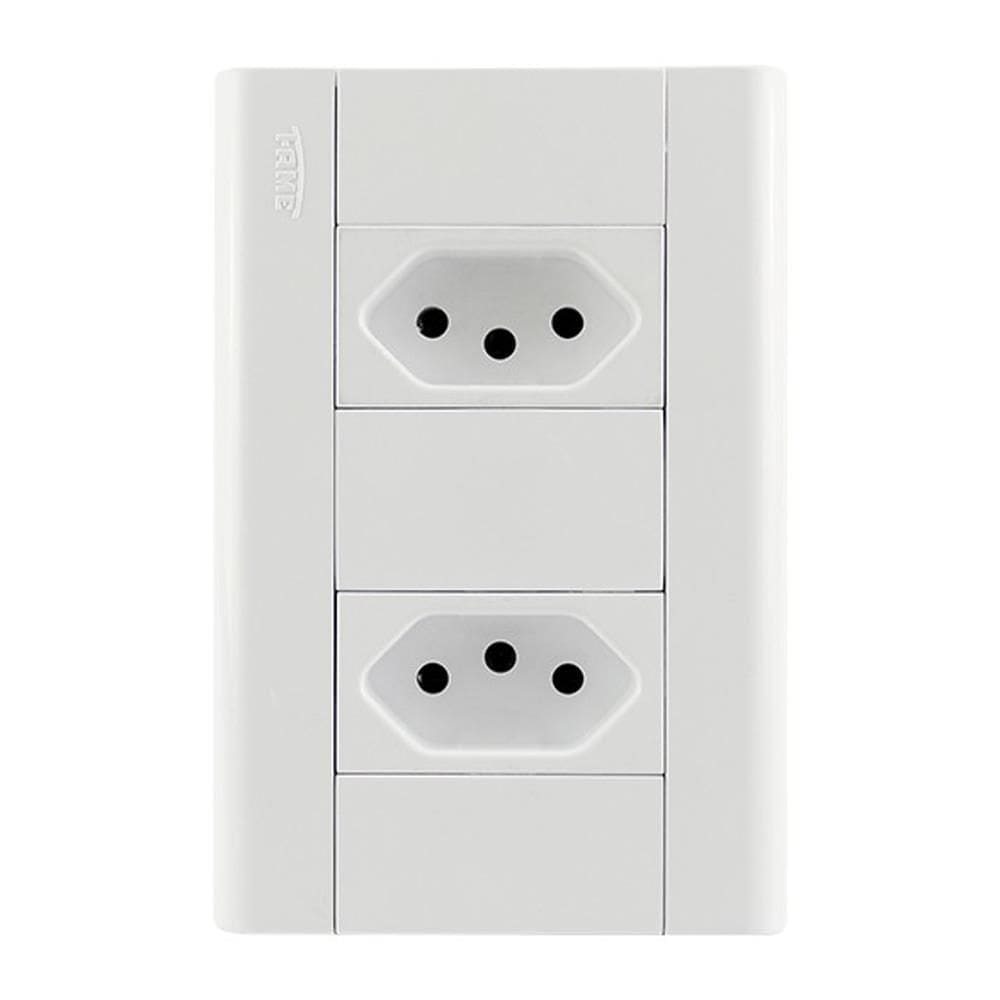 Conjunto 2 Tomadas 2P+T 10A 250 Volts Distanciadas Modulare - 1433 - FAME