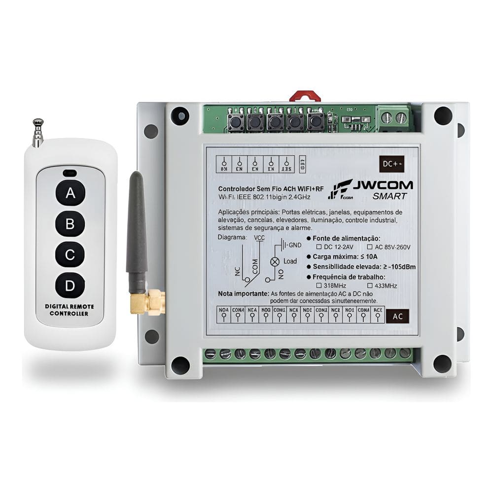 Controlador Sem Fio 4ch Wifi+rf Pulso Controle de portões de garagem portões industriais Até 3km