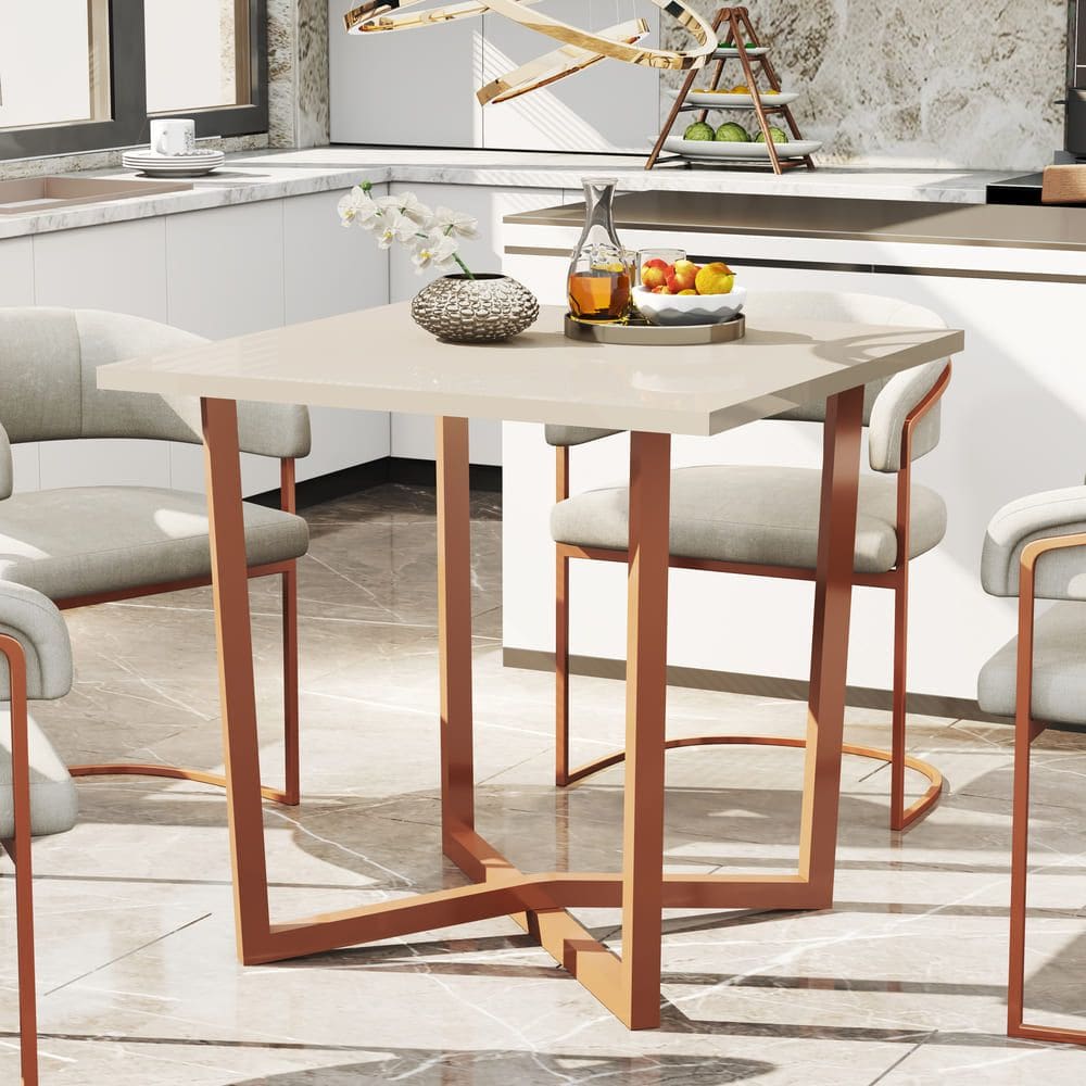 Mesa De Jantar 80x80 4 Lugares Valence Industrial Pés Em Aço