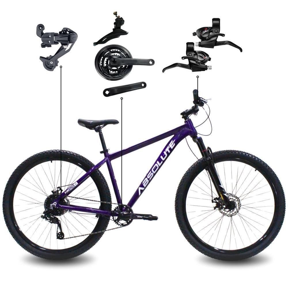 Bicicleta Aro 29 Absolute 21 Marchas Quadro Alumínio Freio A Disco Mtb - Roxo - 15 Roxo