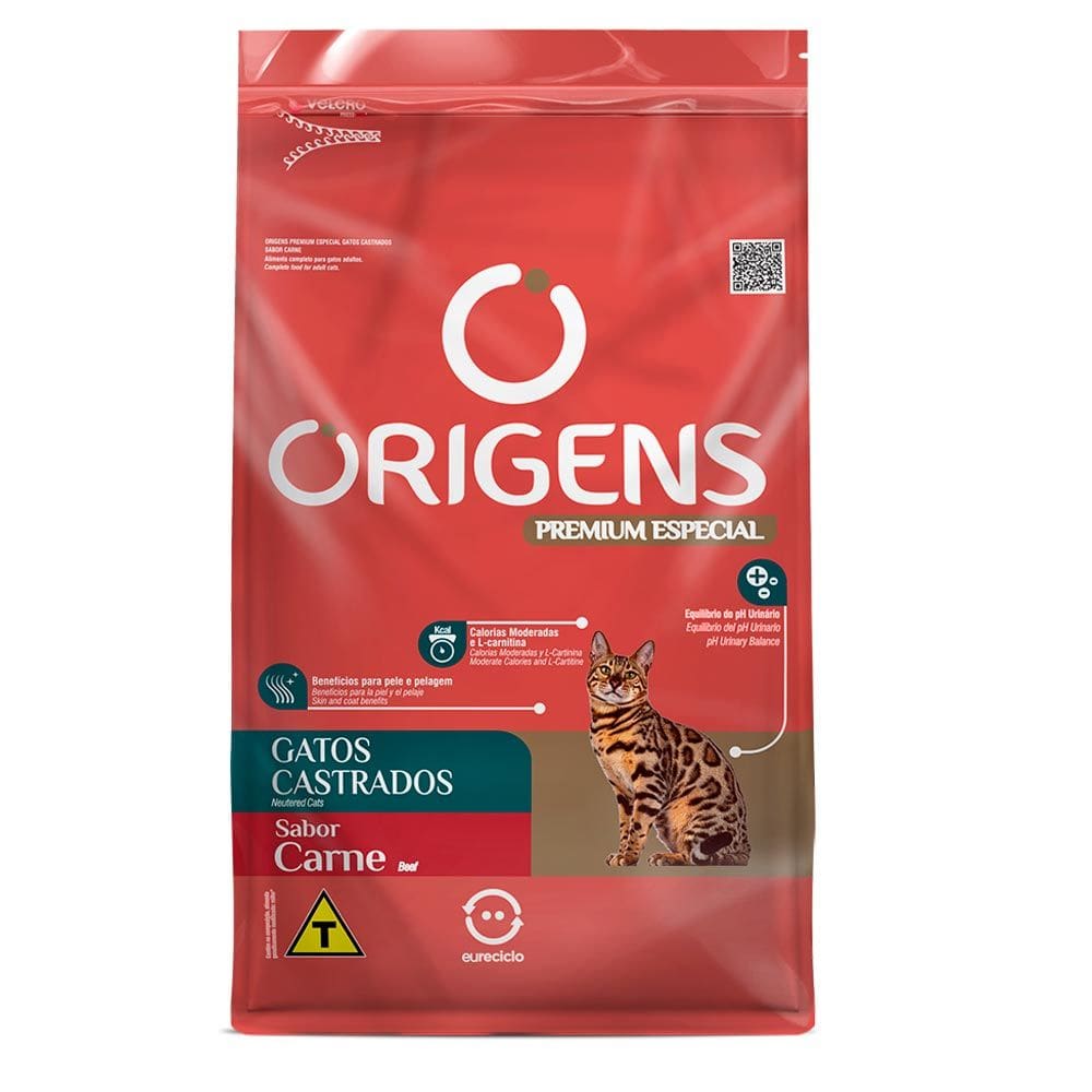 Ração para Gatos Castrados Origens Sabor Carne 3kg
